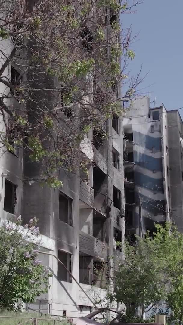 Cette Vidéo Verticale Montre Les Conséquences Guerre Ukraine Bâtiment Résidentiel — Video