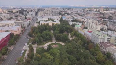This stock footage shows aerial view of Kyiv, Ukraine in 8K resolution