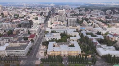 This stock footage shows aerial view of Kyiv, Ukraine in 8K resolution