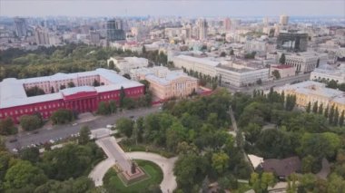 This stock footage shows aerial view of Kyiv, Ukraine in 8K resolution
