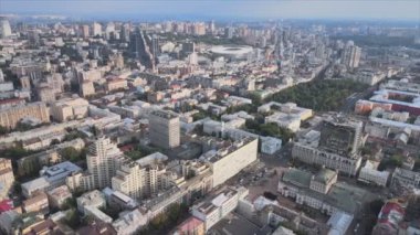 This stock footage shows aerial view of Kyiv, Ukraine in 8K resolution