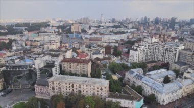 This stock footage shows aerial view of Kyiv, Ukraine in 8K resolution