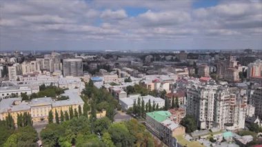 This stock footage shows aerial view of Kyiv, Ukraine in 8K resolution
