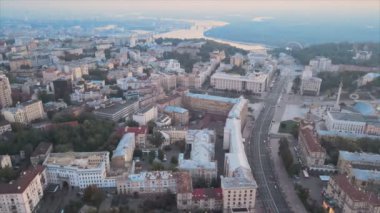 This stock footage shows aerial view of Kyiv, Ukraine in 8K resolution