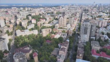 This stock footage shows aerial view of Kyiv, Ukraine in 8K resolution