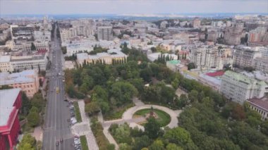 This stock footage shows aerial view of Kyiv, Ukraine in 8K resolution