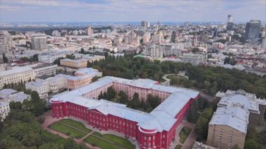 This stock footage shows aerial view of Kyiv, Ukraine in 8K resolution