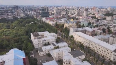This stock footage shows aerial view of Kyiv, Ukraine in 8K resolution