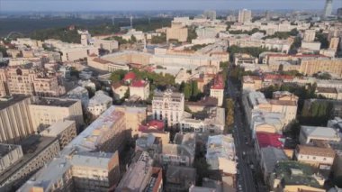 This stock footage shows aerial view of Kyiv, Ukraine in 8K resolution