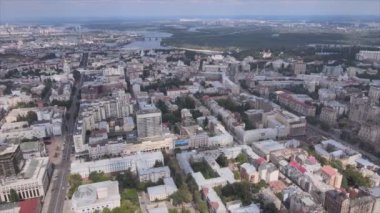 This stock footage shows aerial view of Kyiv, Ukraine in 8K resolution
