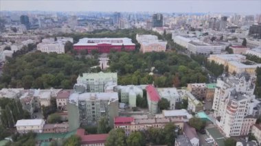 This stock footage shows aerial view of Kyiv, Ukraine in 8K resolution