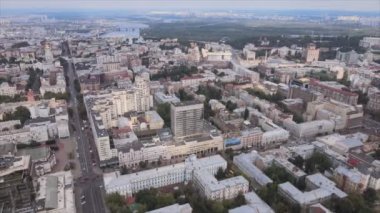This stock footage shows aerial view of Kyiv, Ukraine in 8K resolution