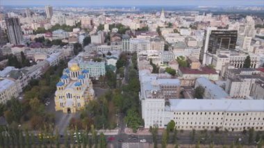 This stock footage shows aerial view of Kyiv, Ukraine in 8K resolution