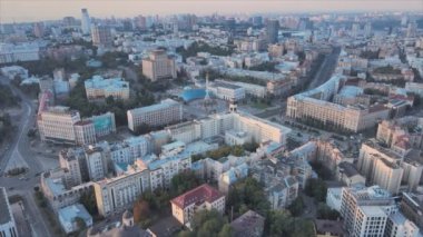 This stock footage shows aerial view of Kyiv, Ukraine in 8K resolution