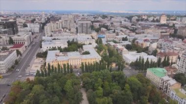 This stock footage shows aerial view of Kyiv, Ukraine in 8K resolution
