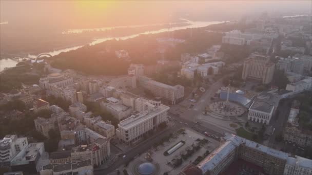 Stock Footage Shows Aerial View Kyiv Ukraine Sunrise Morning Resolution — Stock videók