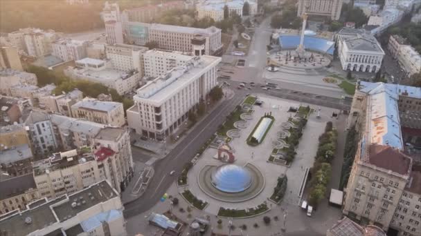 Stock Footage Shows Aerial View Kyiv Ukraine Sunrise Morning Resolution — Stockvideo