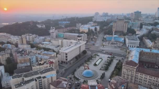 Stock Footage Shows Aerial View Kyiv Ukraine Sunrise Morning Resolution — Stockvideo