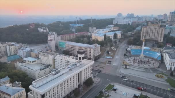 Stock Footage Shows Aerial View Kyiv Ukraine Sunrise Morning Resolution — Stockvideo