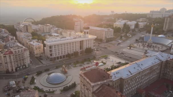 Stock Footage Shows Aerial View Kyiv Ukraine Sunrise Morning Resolution — Stockvideo