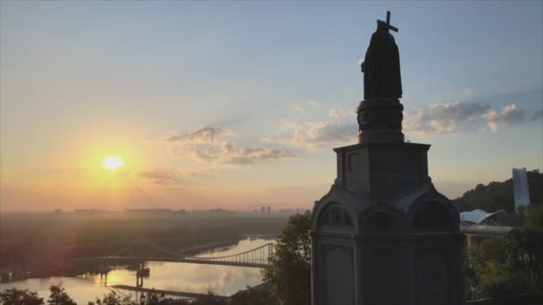 Görüntüler Şafak Vakti Ukrayna Nın Başkenti Kyiv Büyük Vladimir Çözünürlüğündeki — Stok video