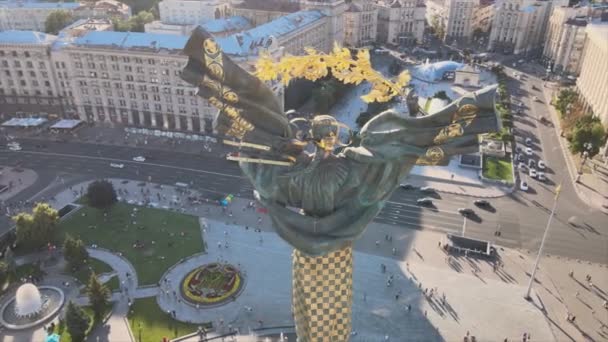 Stock Footage Shows Aerial View Monument Center Kyiv Ukraine Resolution — Vídeo de Stock
