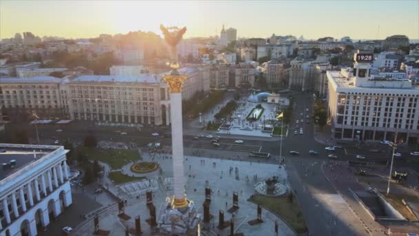 Кадрах Видно Воздуха Памятник Центре Киева Украина Разрешении — стоковое видео