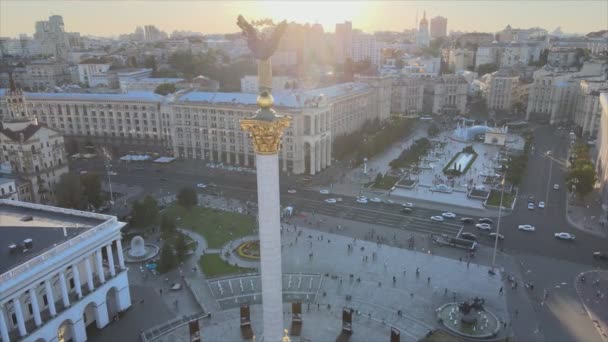 Stock Footage Shows Aerial View Monument Center Kyiv Ukraine Resolution — Stockvideo