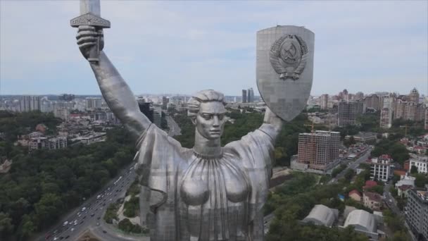 Stock Footage Shows Aerial View Motherland Monument Kyiv Ukraine Resolution — Stock Video