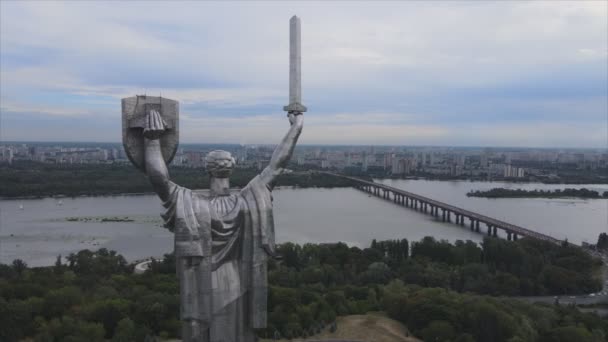 Кадрах Виден Воздуха Памятник Родина Киеве Украина Разрешении — стоковое видео