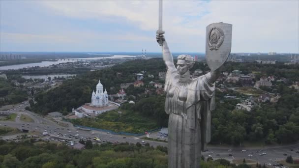 Stock Footage Shows Aerial View Motherland Monument Kyiv Ukraine Resolution — Stock Video