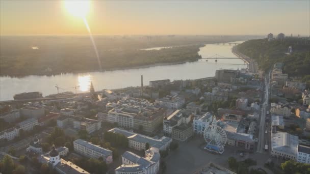 Stock Footage Shows Aerial View Historical District Kyiv Ukraine Podil — Stock videók