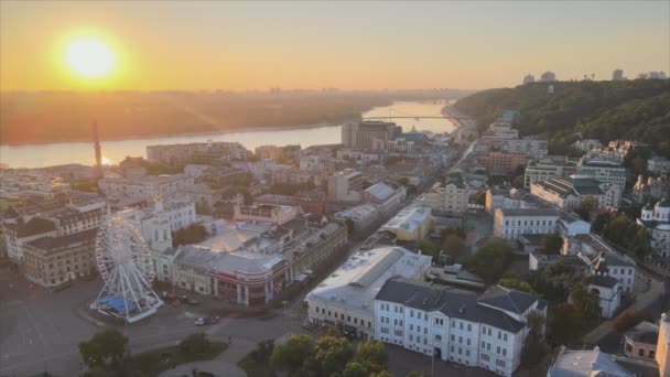 Stock Footage Shows Aerial View Historical District Kyiv Ukraine Podil — Vídeo de Stock