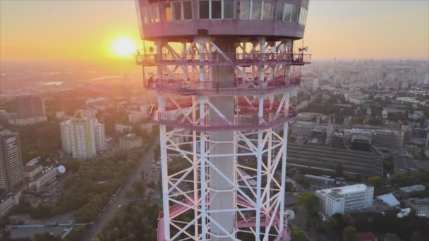 Stock Footage Shows Aerial View Tower Morning Kyiv Ukraine Resolution — Wideo stockowe