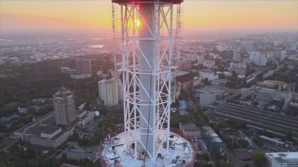 Stock Footage Shows Aerial View Tower Morning Kyiv Ukraine Resolution — Wideo stockowe