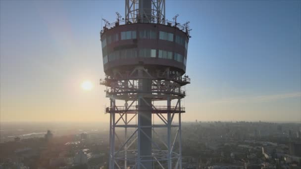 Αυτό Υλικό Δείχνει Εναέρια Άποψη Του Πύργου Τηλεόρασης Πρωί Στο — Αρχείο Βίντεο