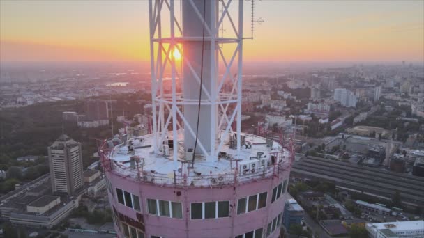 Esta Filmagem Mostra Vista Aérea Torre Parte Manhã Kiev Ucrânia — Vídeo de Stock