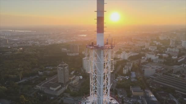 Este Material Archivo Muestra Vista Aérea Torre Televisión Mañana Kiev — Vídeo de stock