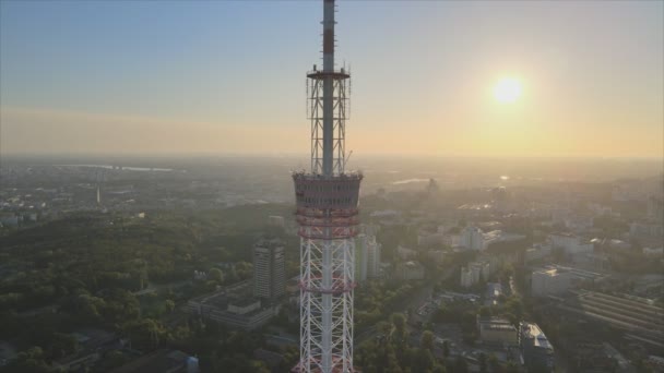 Stock Footage Shows Aerial View Tower Morning Kyiv Ukraine Resolution — Stock video