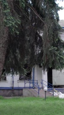 Bu dikey borsa videosu Ukrayna 'daki savaşın sonucunu gösteriyor. Borodyanka, Kyiv bölgesindeki polis karakolunun yıkılması ve yakılması.