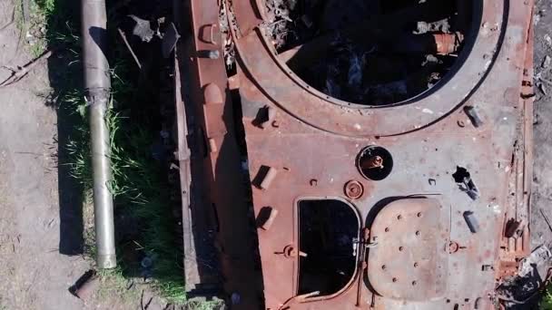 Stock Vertical Video Shows Aerial View Destroyed Military Equipment Ukraine — Video Stock