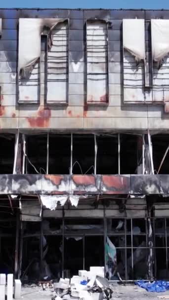 Toto Video Ukazuje Zničenou Budovu Nákupního Centra Bucha — Stock video