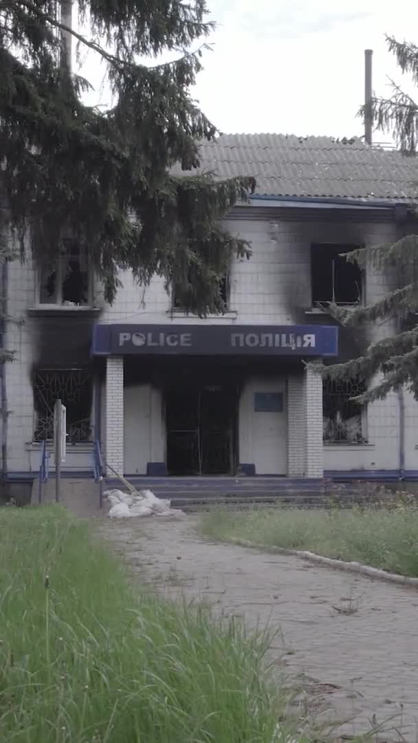 Denne Aktie Lodret Video Viser Eftervirkningerne Krigen Ukraine Den Ødelagte – Stock-video