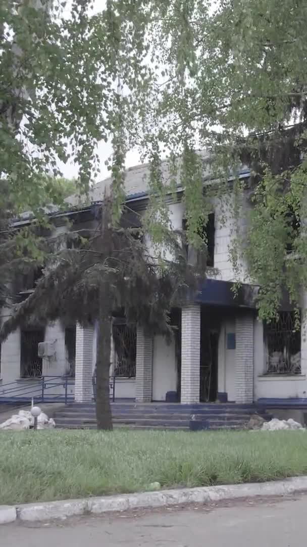 Cette Vidéo Verticale Montre Les Conséquences Guerre Ukraine Bâtiment Détruit — Video