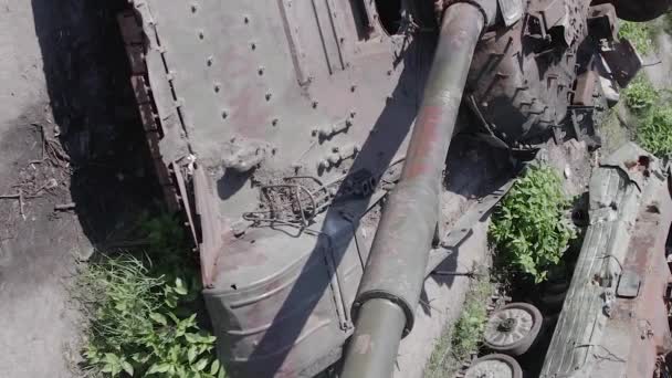 Toto Video Ukazuje Letecký Pohled Zničené Vojenské Vybavení Ukrajině Šedé — Stock video