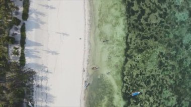 Bu stok video 8K çözünürlükte Tanzanya 'nın Zanzibar adasındaki plajın havadan görüntüsünü gösteriyor.