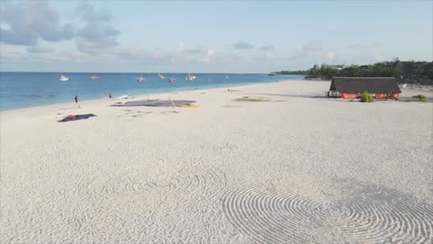 Stock Video Shows Aerial View Beach Zanzibar Island Tanzania Resolution — Αρχείο Βίντεο