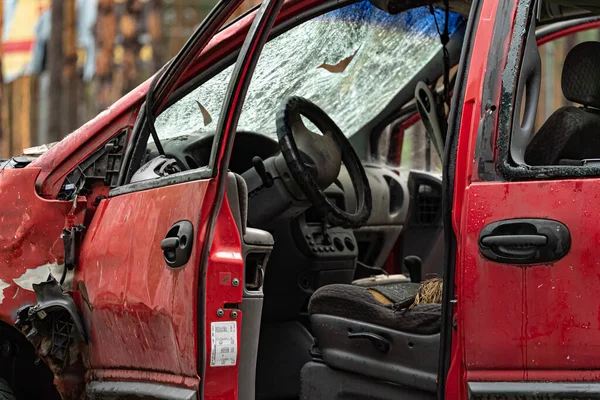 Esta Foto Mostra Uma Descarga Tiro Carros Queimados Irpin Distrito — Fotografia de Stock