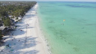 This stock video shows boats in the ocean off the coast of Zanzibar in 8K resolution