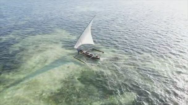 Questo Video Mostra Barche Nell Oceano Largo Della Costa Zanzibar — Video Stock